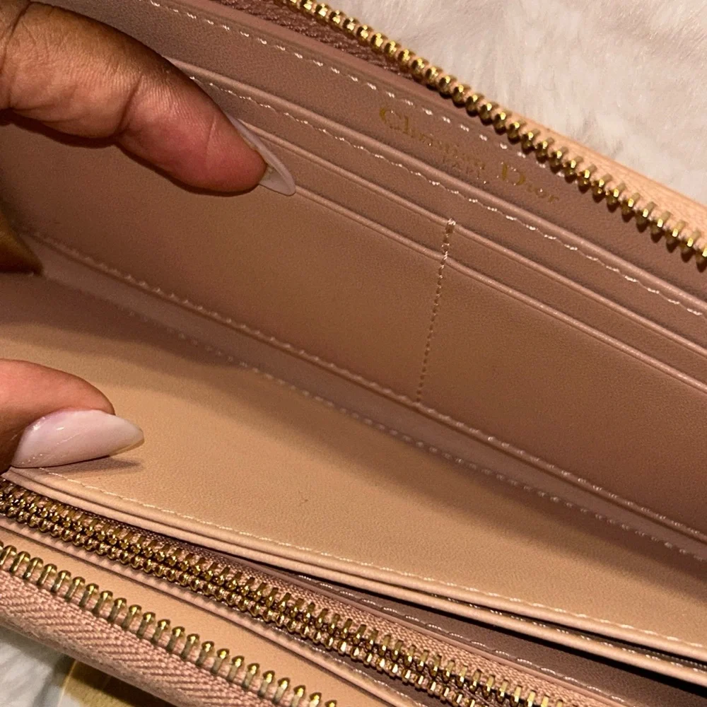 Christian Dior Blush Pink Grained Leather Zippy Wallet‎
